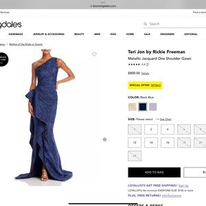 Teri Jon Metallic One Shoulder Gown